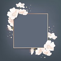 Square cherry blossom frame vector