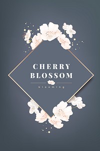 Rhombus cherry blossom frame vector