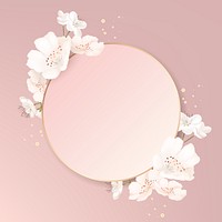 Round cherry blossom frame vector