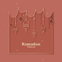 Ramadan Mubarak frame with lantern vector