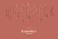 Pink Ramadan Mubarak psd Eid festivals background with gold lanterns