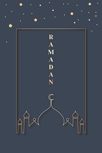 Ramadan Mubarak with mosque vector