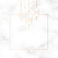 Marble Islamic square frame with beautiful Ramadan lights