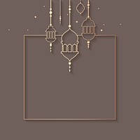 Gray Islamic shape square psd with beautiful Ramadan lights