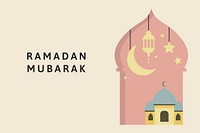 Beige Eid background vector with Ramadan Mubarak text