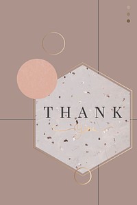 Terrazzo patterned hexagon frame on brown background vector