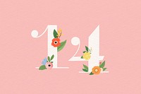 Watercolor floral number 14 vector