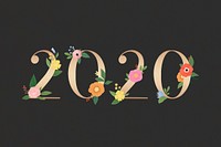 Year of 2020 botanical vector