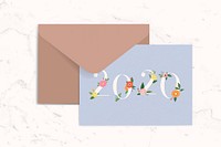 Botanical 2020 calendar with a brown envelope vector