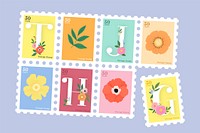 Elegant floral letter stamp vector set