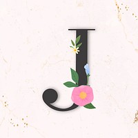 Elegant floral letter J vector