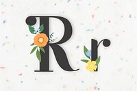 Elegant floral letter r vector