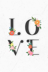 Floral elegant love lettering vector