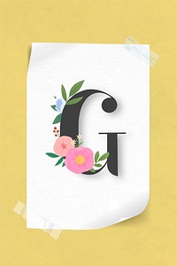 Elegant floral letter G poster vector