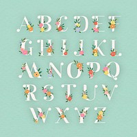 Floral elegant alphabet lettering vector set