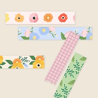 Floral washi tape set illustration