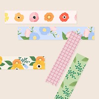 Floral washi tape set vector