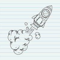 Rocket ship doodle design vector