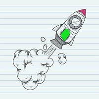 Rocket ship doodle design vector
