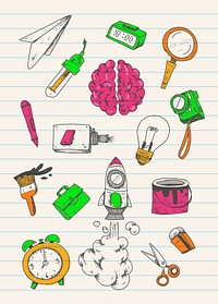 Colorful creativity doodle set vector