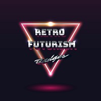 Retro neon triangle badge vector