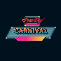 Carnival party retro neon badge vector