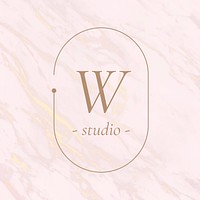 Oval badge on pink marble background vector