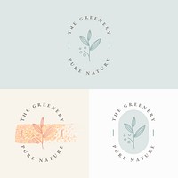 The greenery pure nature minimal brand logo vectors