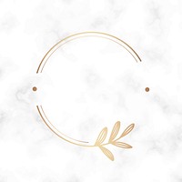 Round floral design logo on a marble textured background vector