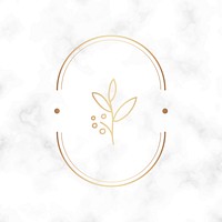 Floral oval design logo on a marble textured background vector