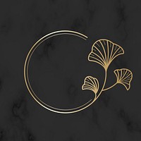 Round golden floral design logo vector