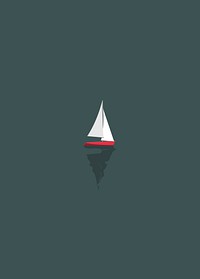 Sailing boat on a green background vector
