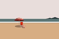 Summer time with umbrella and chair by the beach vector