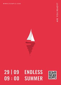 Sailing boat on a red background vector