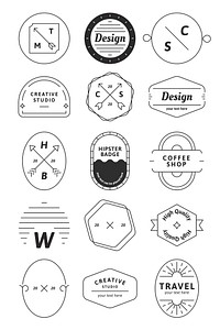 Black badge vectors collection on a white background