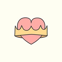 Pink heart with a crown design vector