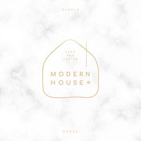 Simple modern house badge on a marble background vector