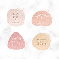 Shimmering badge collection on a marble background vectors