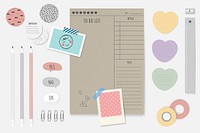 Colorful stationery planner set vector