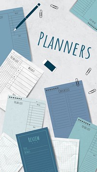 Blue planner set design vector
