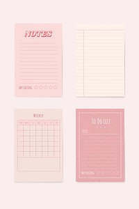 Pink notepad planner set vector