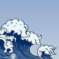 Blue Japanese wave background vector