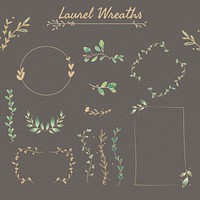 Doodle floral divider and wreath vector collection