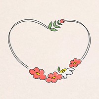 Cute heart shaped floral wreath vector