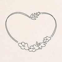 Heart shaped hand drawn flower wreath illustration