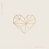 Golden geometric style heart vector