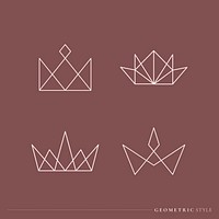 Luxurious geometric crown design collection vector