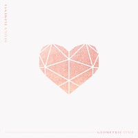 Pink shimmering geometric heart vector