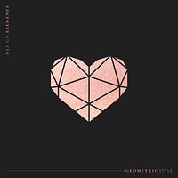 Pink shimmering geometric heart vector