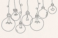 hand-drawn light bulb psd in minimal style on beige background
